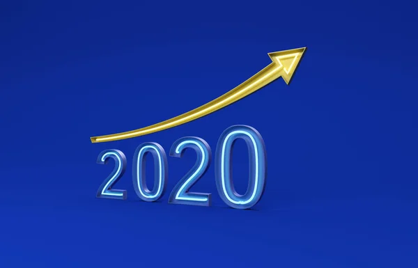 Nyår 2020 Creative Design Concept Med Arrow Renderade Bild — Stockfoto