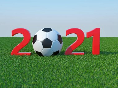Futbol ile Yeni Yıl 2021 Yaratıcı Tasarım Konsepti - 3D Yapılandırılmış Resim