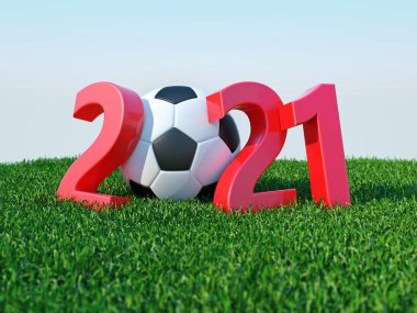 Futbol ile Yeni Yıl 2021 Yaratıcı Tasarım Konsepti - 3D Yapılandırılmış Resim