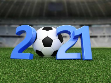 Futbol ile Yeni Yıl 2021 Yaratıcı Tasarım Konsepti - 3D Yapılandırılmış Resim