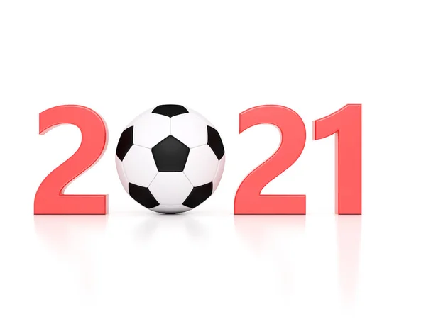 Новый 2021 Год Креативный Дизайн Футболом Рендеринг Изображения — стоковое фото