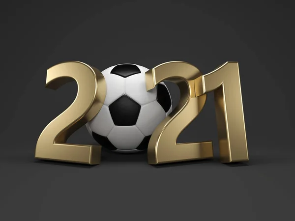 Nieuwjaar 2021 Creatief Ontwerpconcept Met Voetbal Weergave — Stockfoto