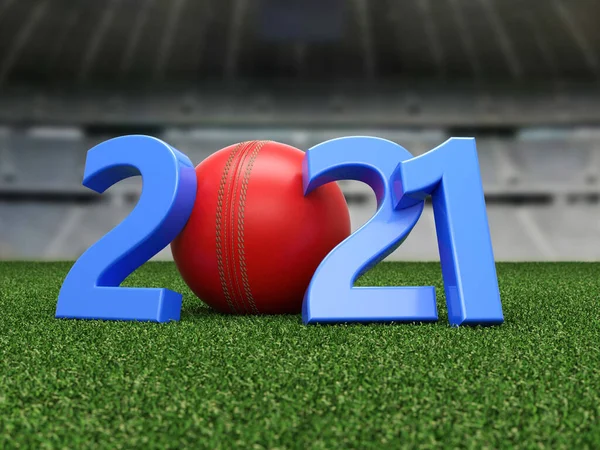 Nouvel 2021 Concept Conception Créative Avec Ballon Cricket Image Rendu — Photo