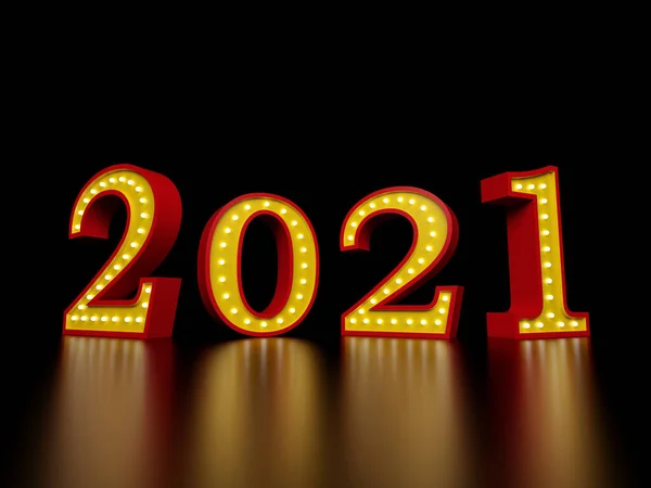 New Year 2021 Neon Lights Creative Design Concept Rendered Image — 스톡 사진