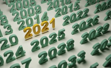 Yeni Yıl 2021 Yaratıcı Tasarım Konsepti - 3B Hazırlanmış Resim