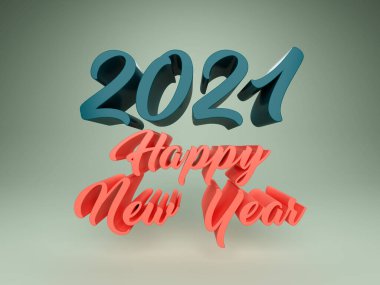 Yeni Yıl 2021 Yaratıcı Tasarım Konsepti - 3B Hazırlanmış Resim