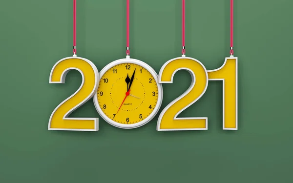 Nový Rok 2021 Creative Design Concept Hodinami Vykreslený Obraz — Stock fotografie