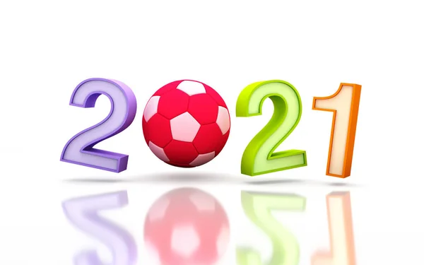 Nowy Rok 2021 Creative Design Concept Piłką Nożną Obraz Renderowany — Zdjęcie stockowe
