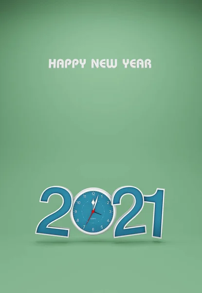 New Year 2021 Creative Design Concept Alarm Clock Rendered Image — Stock Photo, Image