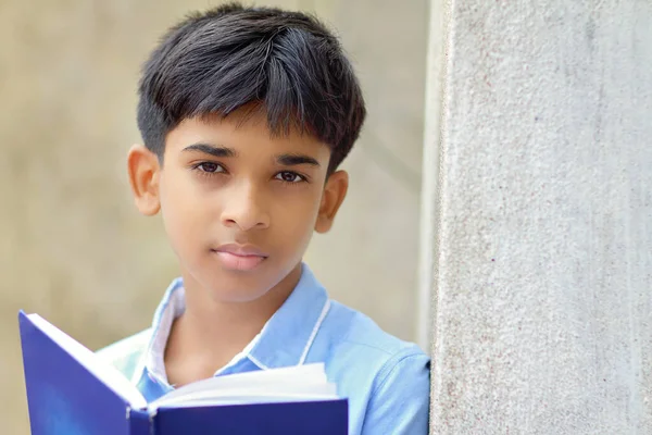 Portrait Indian Little School Boy Posing Camera — Stock fotografie
