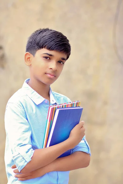 Portrait Indian Little School Boy Posing Camera — Stockfoto