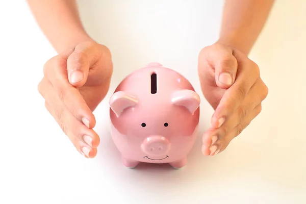 Boy Holding Piggy Bank Savings — Stock Photo, Image