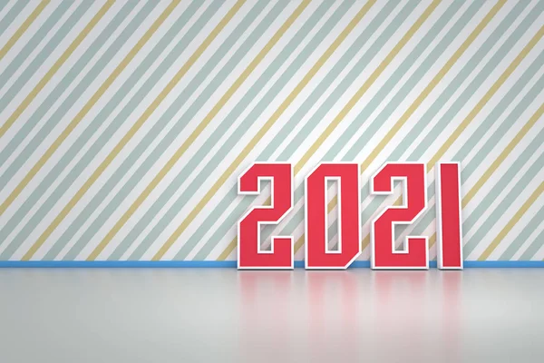 2021年新年创意设计概念 3D渲染图像 — 图库照片