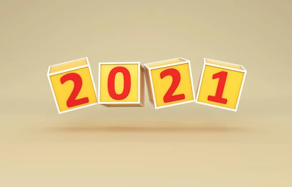 Nieuwjaar 2021 Creatief Ontwerpconcept Rendered Image — Stockfoto