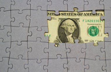 ABD doları banknot ve bulmaca, ekonomik kriz, finans kavramı
