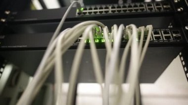 Sunucuları olan ağ sunucu odası, çalışan yüksek performanslı bilgisayarlar, It konsepti