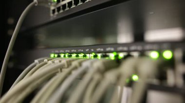 Sunucuları olan ağ sunucu odası, çalışan yüksek performanslı bilgisayarlar, It konsepti