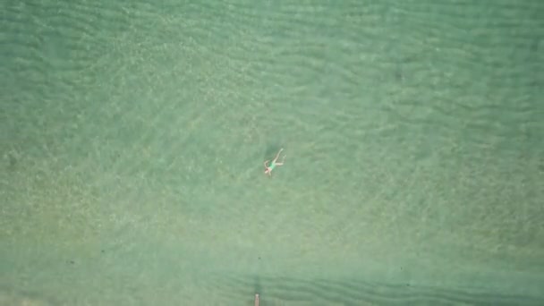 Vlucht over Paradise zandstrand met turquoise water — Stockvideo
