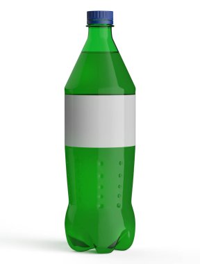 Yeşil şişe su üzerinde beyaz izole