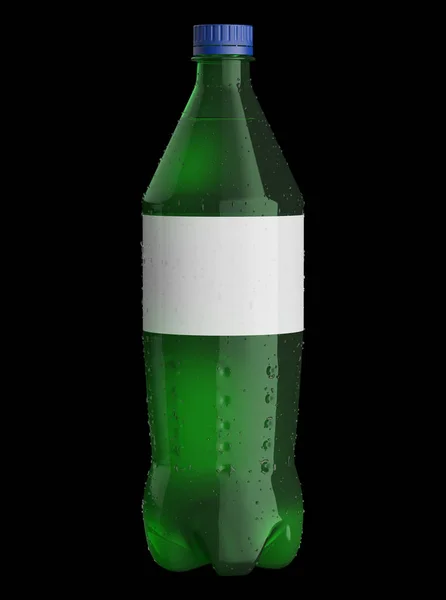 Green Bottle Water Isolated Black — Stock Photo, Image