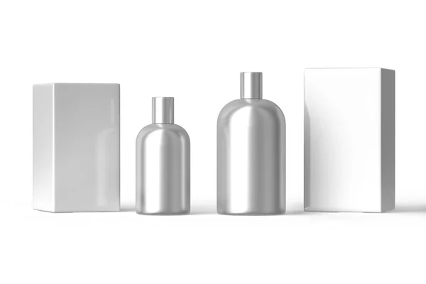 Perfume Líquido Aluminio Concepto Belleza Femenina Aislado Blanco Renderizado —  Fotos de Stock