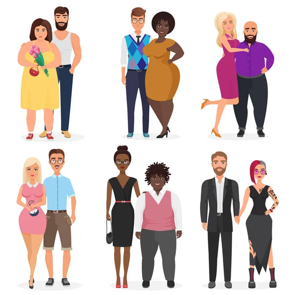 Vector Atypical weird couples set. Beautiful pretty woman with ugly man. Handsome man with ugly woman couple. — Stock Illustration Vector Atypical weird couples set. Beautiful pretty woman with ugly man. Handsome man with ugly woman couple. Stock Illustration