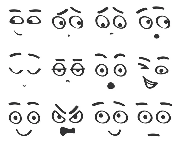 Vektor linje emoji tecknade ansikten set. Rolig avatar känslor isolerade. — Stock vektor