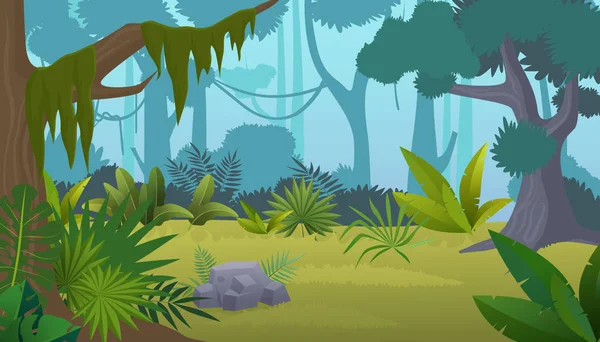 Vector cartoon lege tropisch regenwoud Jungle achtergrond. — Stockvector