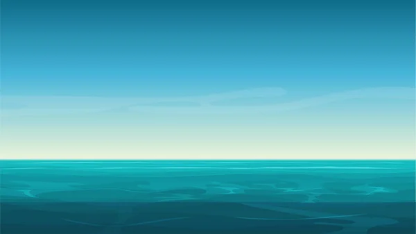 Vektör karikatür açık okyanus deniz arka plan boş mavi gökyüzü ile. — Stok Vektör