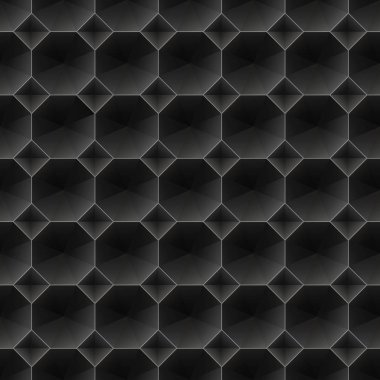 Sorunsuz siyah vektör elmas 3d desen. Altıgen yanarak bahislerin doğru doku içinde kabartma geometrik.
