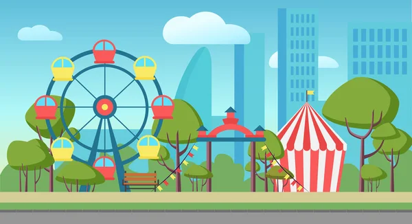 Vettore dei cartoni animati illustrazione di un parco pubblico della città di divertimento . — Vettoriale Stock