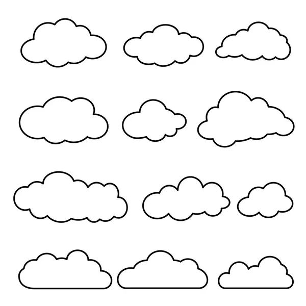 Vektor dünne Linie Reihe von Wolken isoliert. — Stockvektor