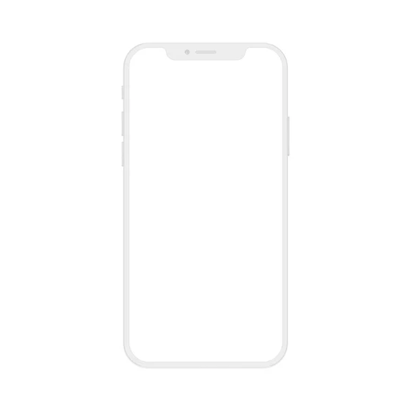 Nueva versión realista de alta calidad del teléfono inteligente blanco limpio suave con pantalla blanca en blanco. Vector realista mockup teléfono para demostración de aplicación ui visual . — Vector de stock