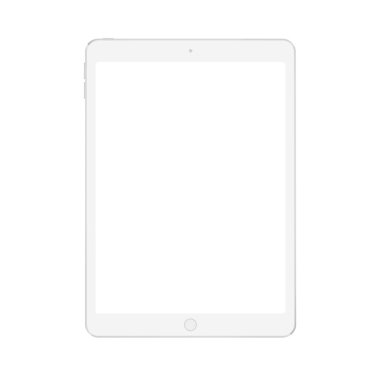 Gerçekçi vektör dijital yumuşak beyaz tablet ile beyaz boş ekran alay.