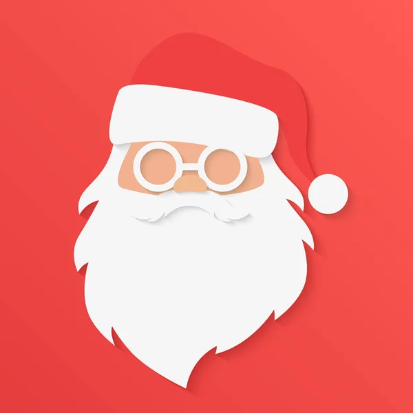 Boże Narodzenie z życzeniami. Santa Claus portret twarz w modnych papieru pokrojoną styl wektor ilustracja. — Wektor stockowy