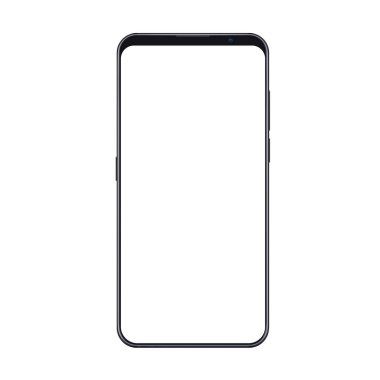 Gerçekçi trendy smartphone mockup ince çerçeveleri ve izole boş beyaz ekran. Herhangi bir Kullanıcı Arabirimi testi veya sunu kullanmak olabilir.