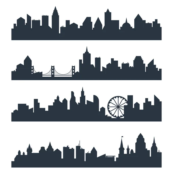 Moderna stadsbilden stadsset silhuett vektor bakgrunder. — Stock vektor