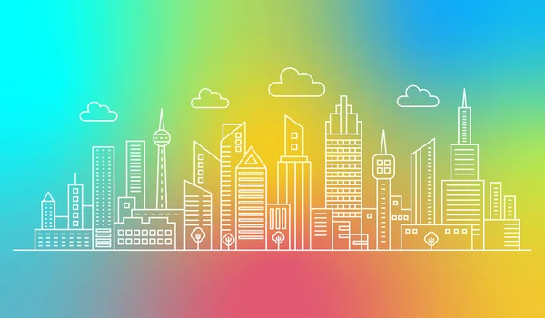 Esquema moderno rascacielos de la ciudad en el trendy vector gradiente mezcla color fondo . — Archivo Imágenes Vectoriales