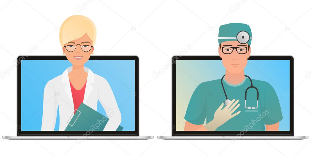 Male and female doctor with online medical consultation concept. Healthcare services, Ask a doctor