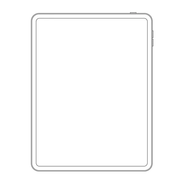 Esquema estilo de la nueva versión de la tableta vectorial aislado . — Vector de stock