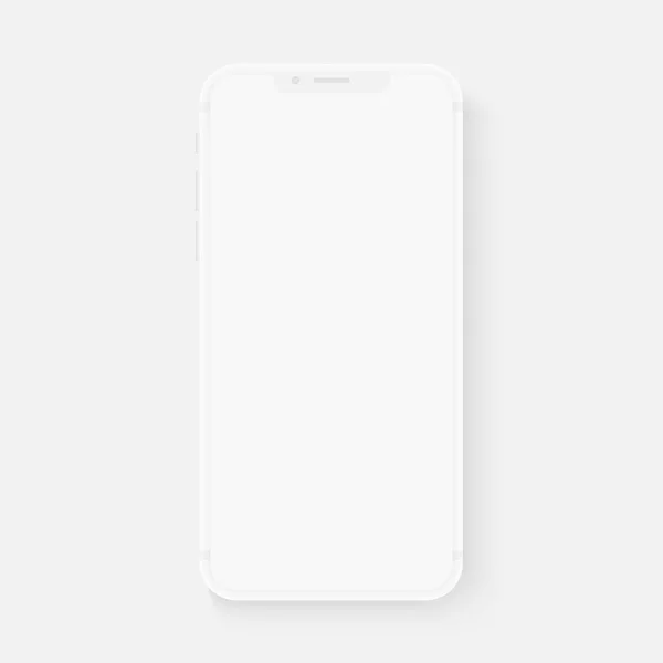 Całkowicie miękkie realistyczne wektor biały smartphone. szablon 3D realistyczne telefon do wstawiania dowolnego interfejsu użytkownika interfejsu testu lub biznesowych prezentacji. Pływających miękkich makiety projektu. — Wektor stockowy