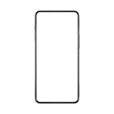 Çerçevesiz hiçbir çerçeve gerçekçi hayal smartphone boş beyaz ekran vektör çizim ile alay etmek yukarıya.