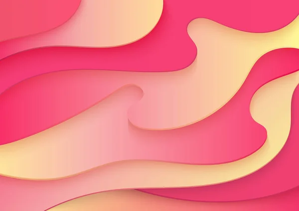 Řezání papíru nápis koncept. Papírové zakřivené abstraktní vektorové ilustrace karet plakát brožura leták design ve světlé růžové červené žluté barvy. 3D abstraktní pozadí. — Stockový vektor