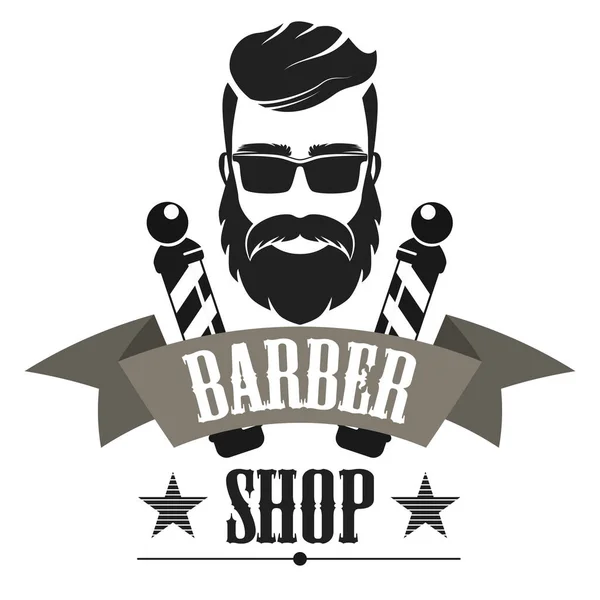 Barbeiro loja retro rótulo logotipo, emblema vintage ou emblema isolado vetor ilustração . — Vetor de Stock