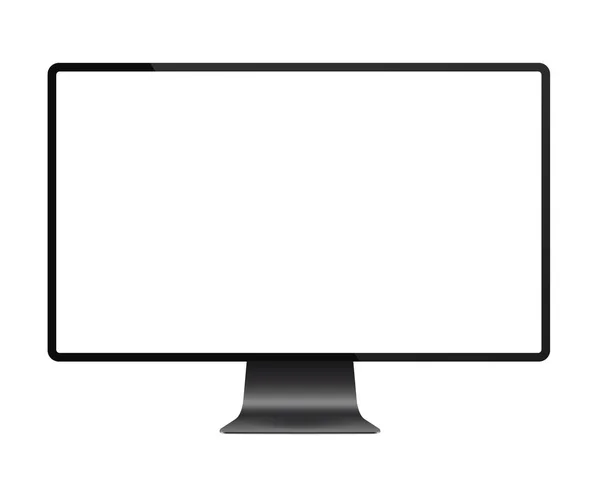 Realista negro moderno marco delgado pantalla computadora monitor vector ilustración . — Vector de stock