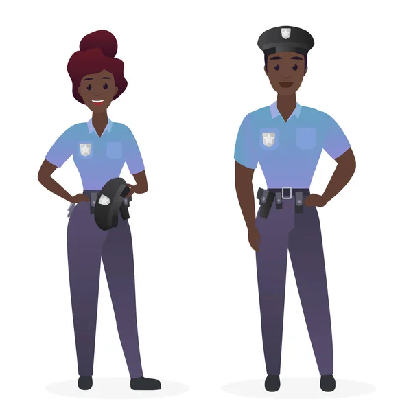 Polizisten-Paar in Uniform steht zusammen. — Stockvektor
