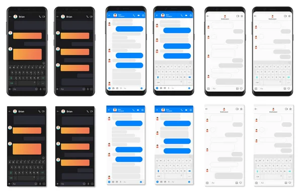 Realistische detaillierte Smartphone-Chat-App-Vorlagen-Blasensammlung. Social Network Messenger Dialoge Komponist Vektor Illustration. — Stockvektor