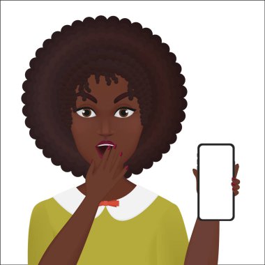 Sevimli sürpriz genç Afro-Amerikan erkek yeni smartphone izole holding.
