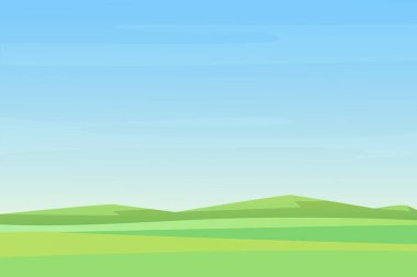 Tam minimalist basit boş çayır yeşil alanlar peyzaj, herhangi bir amaç için harika bir tasarım. Karikatür vektör illüstrasyon.