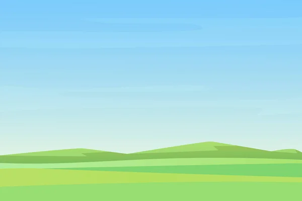 Totalmente minimalista simple vacío prado campos verdes paisaje, gran diseño para cualquier propósito. Dibujos animados vector ilustración . — Vector de stock